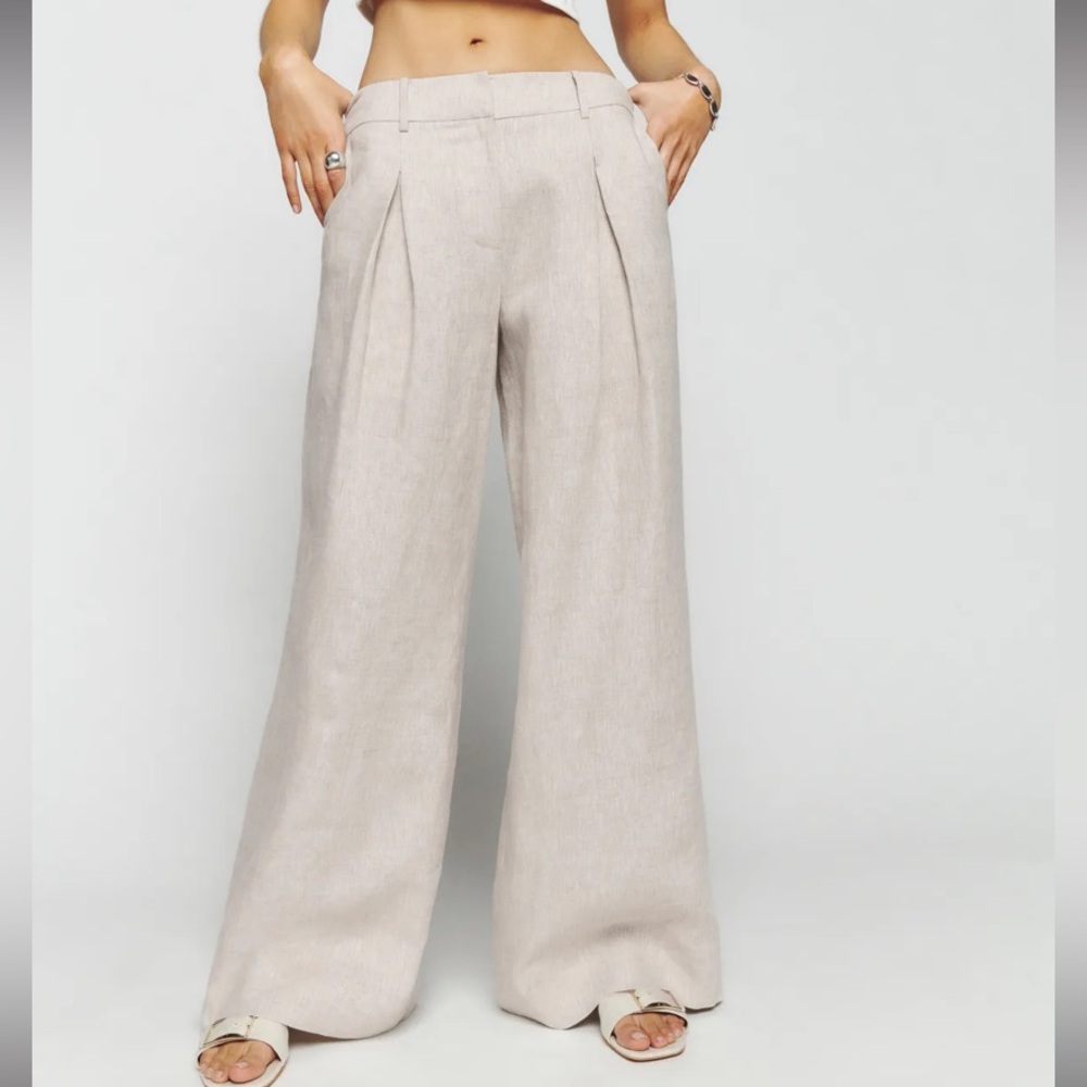 Reformation Asher Linen Low Rise Pant